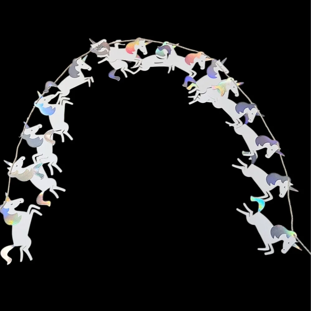 Unicorn Birthday Party Decorations Photo Backdrop Hanging Swirls Banner Flowers